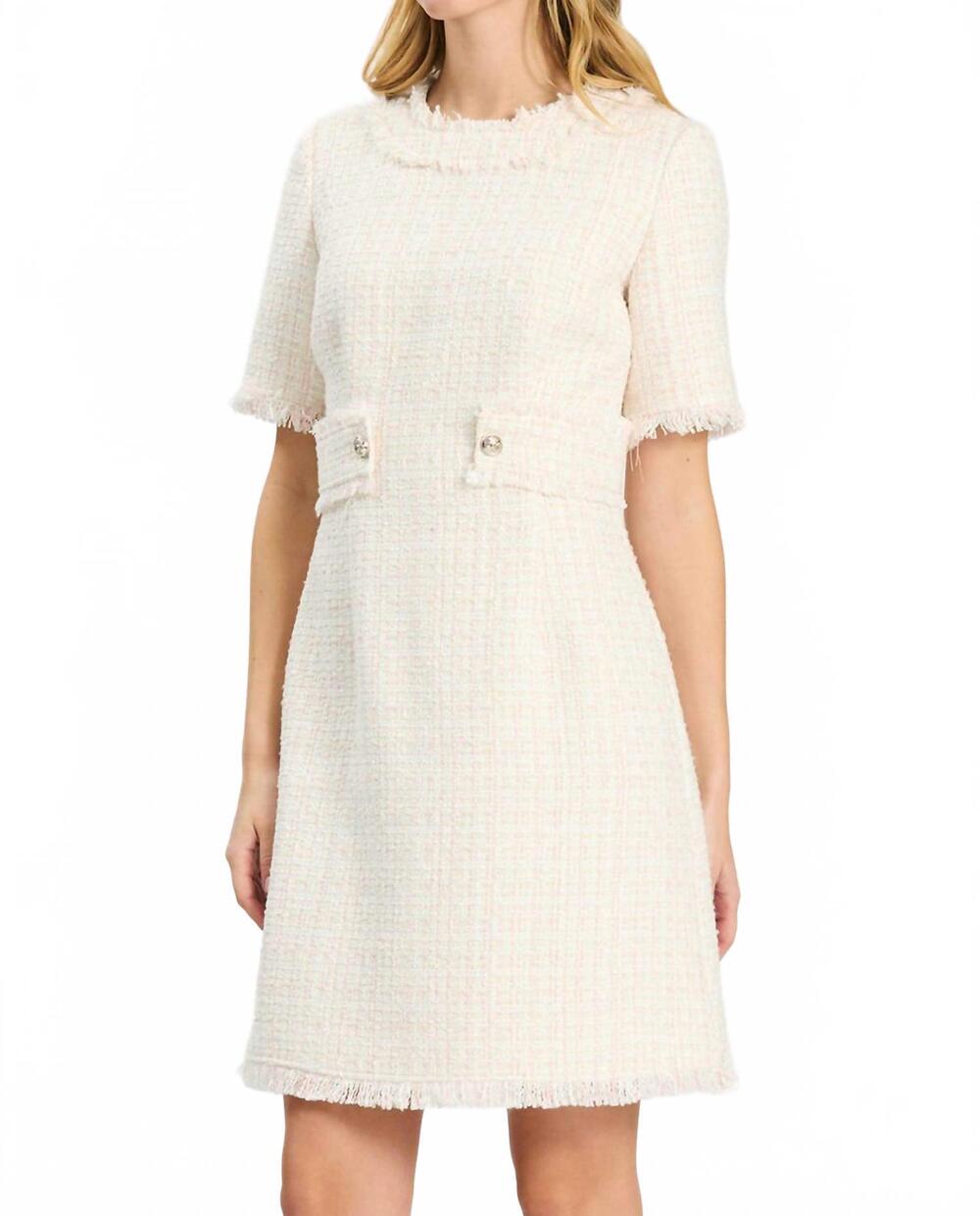 NEW TYLER BOE blair boucle mini dress in cloud